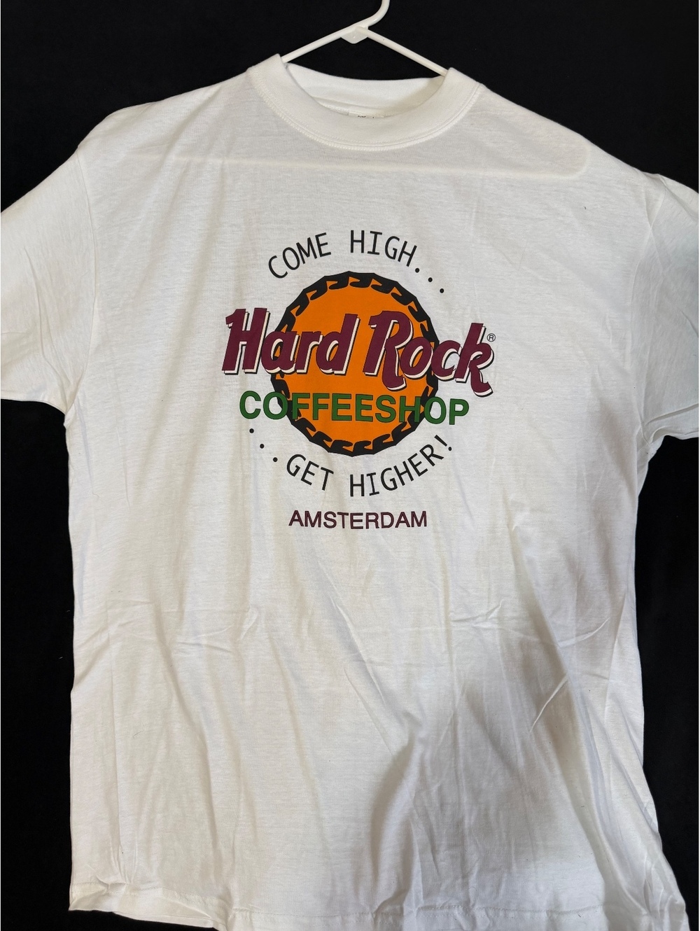 Hard Rock Coffeeshop Amsterdam White Cotton T-Shirt Size L